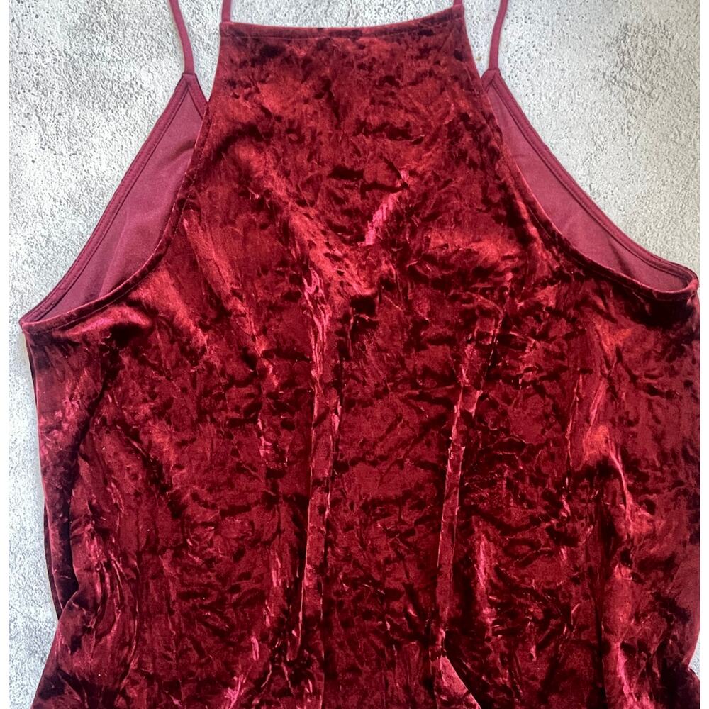 Y2K Burgundy Red Crushed Velvet Whimsigoth Holiday Layering Cami Tank Top M - Picture 5 of 5